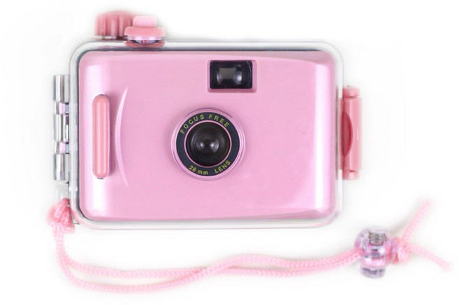 復古防水傻瓜底片相機, 粉色+粉殼（不含底片）, 1個