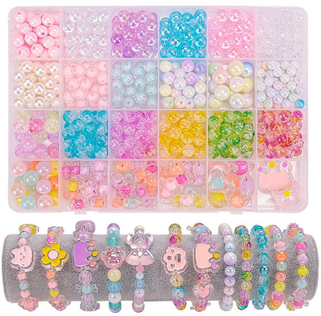 에슬린 러블리 비즈 공예 키트 DIY 악세사리 만들기 키트, 1개, 옵션4-야광 24칸