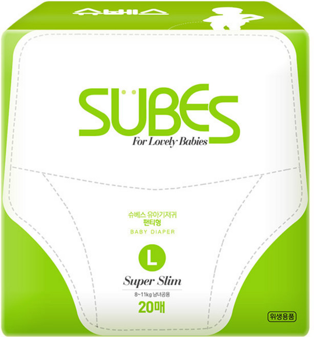 슈베스 슈퍼슬림 팬티형 기저귀 대형 4단계, 대형(L), 20매