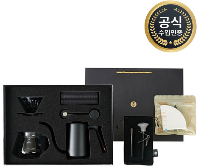 타임모어 C3S 피쉬프로 푸어오버 핸드드립 커피 선물 세트 패키지 커피 추출기, C3S 블랙, 1개
