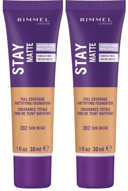 리멜 런던 스테이 매트 리퀴드 무스 - 200 소프트 베이지 파운데이션 가벼운 제형 번들거림 방지 오일 프리 30ml 141814, Sun Beige - 쿠팡