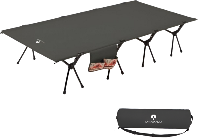 이스턴 90cm 광폭 와이드 캠핑 야전침대 2WAY 높이조절 폴딩 경량 베드, 블랙