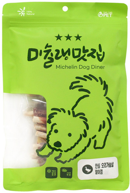 미슐랭맛집 강아지 간식 육포, 1개, 180g, 안심오리가슴살말이껌