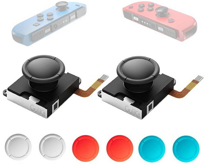 GuliKit Switch JoyCon Joystick Replacement TMR Joystick Updated Anti-Drift TMR Electromagnetic J, 블랙