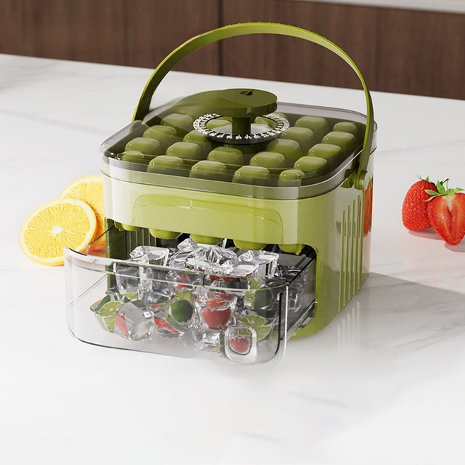 1+1행사! [간편 필수템] 손대지 않는 대용량 아이스메이커 가정용 대용량 식품 등급 제빙 손 얼음틀, 휴대용 아이스 트레이(2단) 50구, [1+1행사!] 오랜지*2