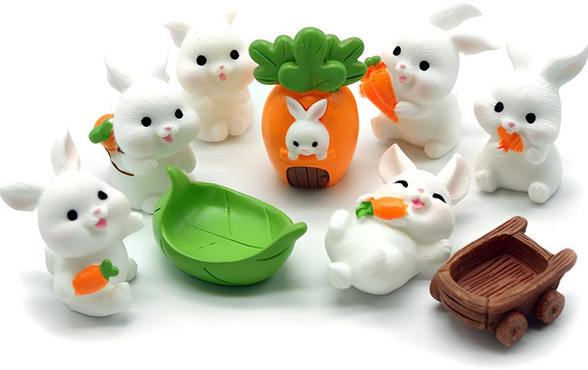 포레스 인테리어소품 미니어처 9종 세트, 토끼농장