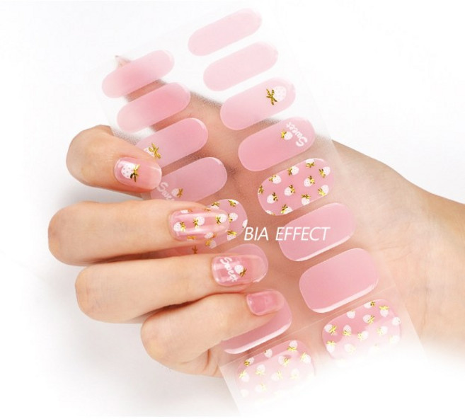 [붙이고 굽는 반경화 셀프젤네일] 비아이펙트 알로하 리얼 젤네일 스티커 16피스x2장=32피스 / 마일드컬렉션 시리즈 (믹스앤매치), 0093  캔디블라썸