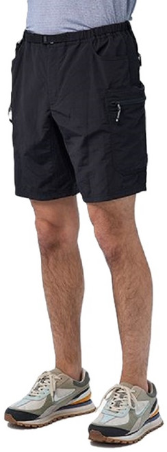 荒野WILDLAND 男透氣抗UV多口袋功能短褲 印黑色