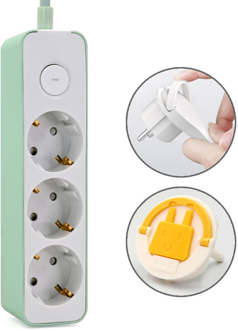 러그박스 고용량 절전 스위치 멀티탭 3구 3500W, 민트, 1개, 1.5m