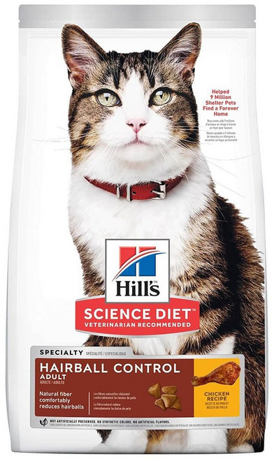 Hill's 希爾思 SCIENCE DIET 成貓 毛球控制特調食譜 乾糧, 雞肉, 1.58kg, 1袋