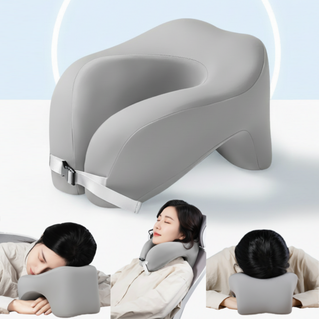 목이 편안한 사무실 낮잠 여행용 팔베개형 U자 메모리폼 목쿠션, 그레이