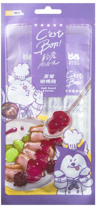 nu4PET 陪心寵糧 C'est Bon 輕奢肉泥泥, 黑莓嫩鴨胸, 48g, 1包