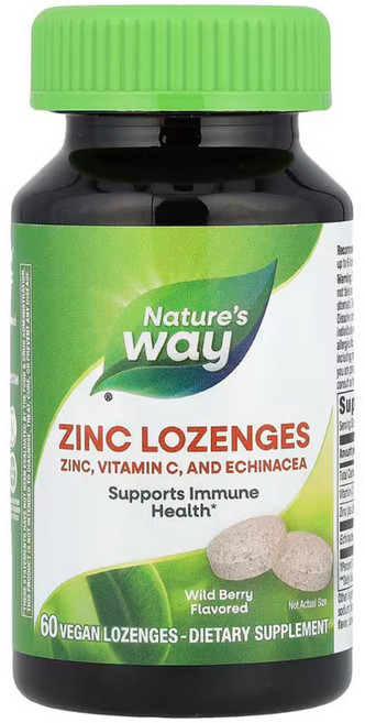네이처스웨이 징크 아연 로젠지 Zinc Lozenges 와일드 베리 60정, Nature's Way 아연 로젠지 60정 · 와일드, 1개