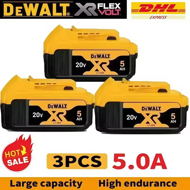 100% 오리지널 DEWALT 배터리 20V 5.0-6.0AH 충전식 리튬 이온 배터리 DCB115 DCB118 Dewalt 공구 배터리 d, 06 3PCA5.0A