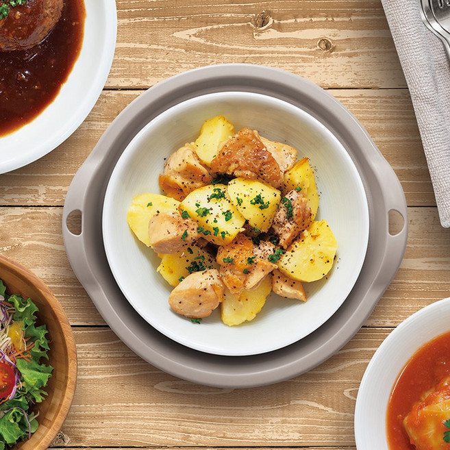 일본 사나다 전자레인지 트레이 (D-5199) 손잡이 전자렌지용 렌지받침 받침대 간편 데우기, 2개, 그레이