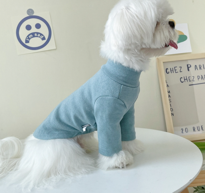 멍멍이 면티셔츠 무지 터틀넥 강아지 고양이 패션 옷, 브라운, 1개