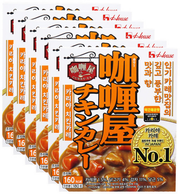 농심 카리야 치킨카레, 6개, 180g