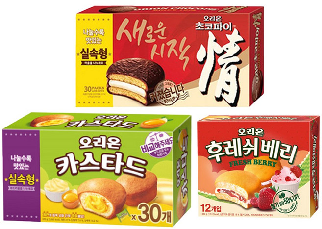 오리온 초코파이+카스타드+후레쉬베리, 1세트