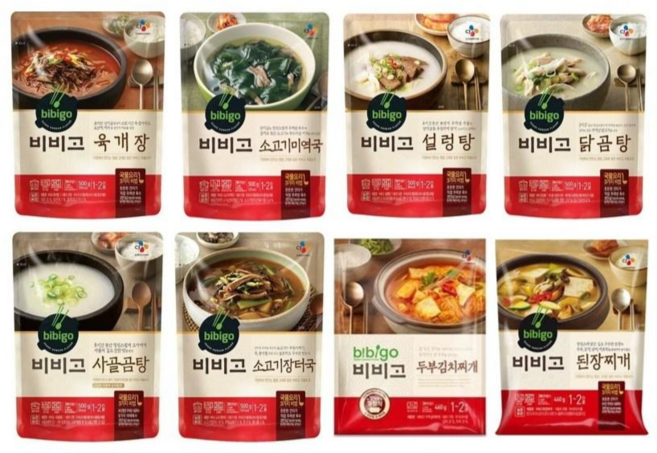 (에이브쇼핑)비비고 즉석국 찌개 8종(육개장 미역국 설렁탕 닭곰탕 사골곰탕 두부김치 된장찌개 소고기장터), 1세트, 460g