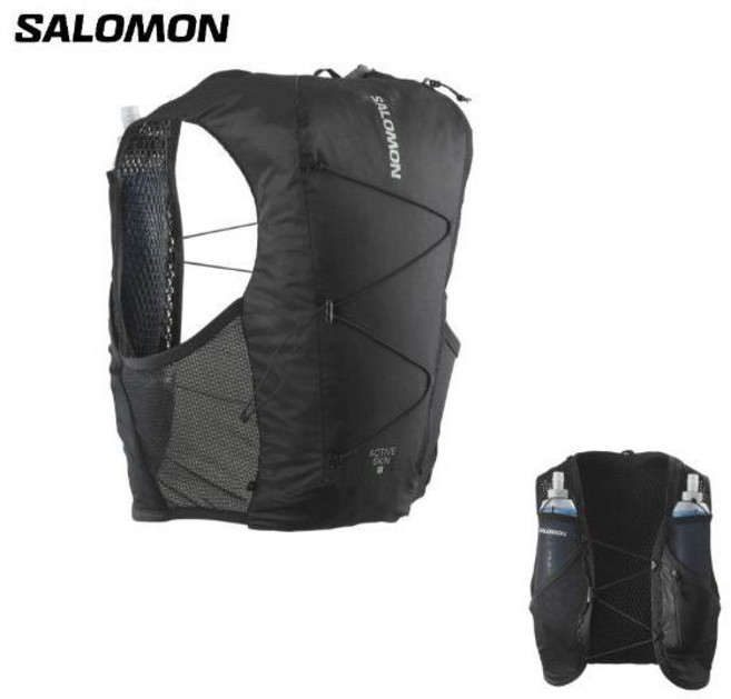 살로몬 액티브 스킨 8 트레일 러닝 조끼 베스트 백팩 가방 마라톤 플라스크 500ml 2개포함