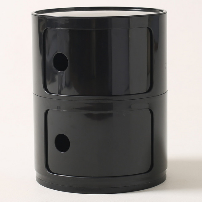 트렌드컨테이너 캔빌리지 원형 수납장 협탁, 블랙