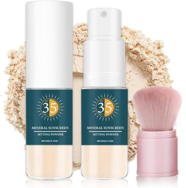 QIUFSSE 미네랄 선스크린 세팅 파우더 SPF35 20g, 1개