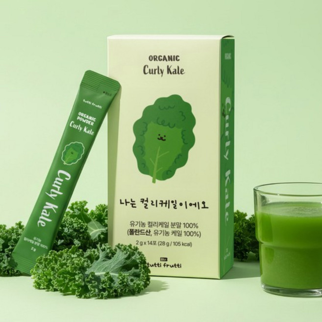 뚜띠프루티 나는 컬리케일이에오 유기농 동결건조 곱슬 컬리 케일 100% 분말 폴란드산, 없음, 1개, 2g