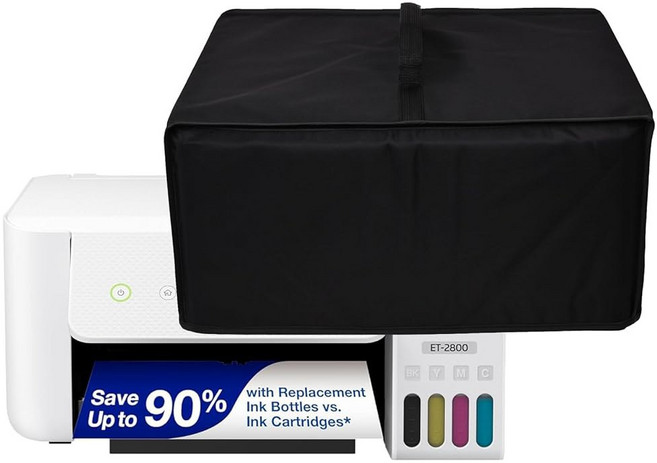 프린터 커버 Epson EcoTank ET-2800 무선 컬러 올인원 프린터/Epson ET-2850/ET-2400 프린터용 정전기 방지 방수 보호 케이스(블랙), Black, 1개