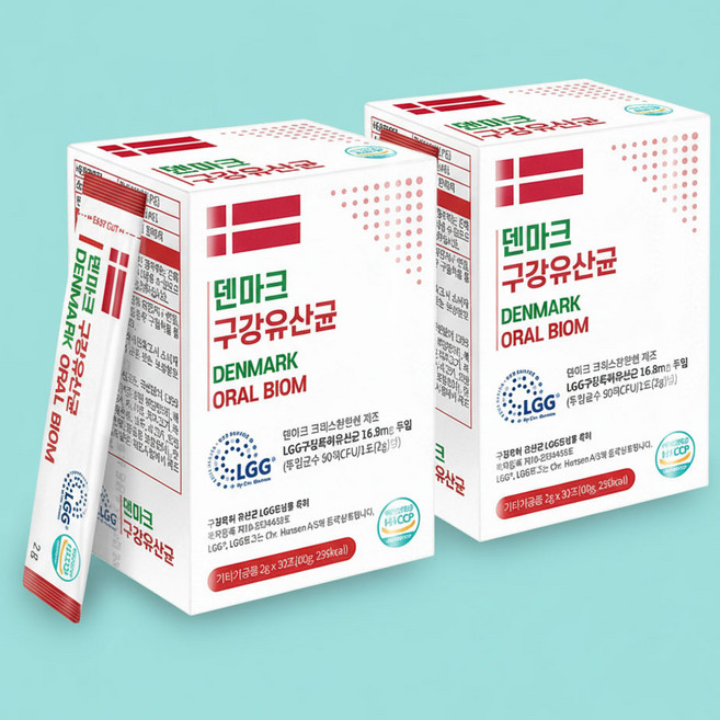 덴마크 구강유산균 잇몸 치주염 구내건강 유산균 효능 분말 30포, 2박스