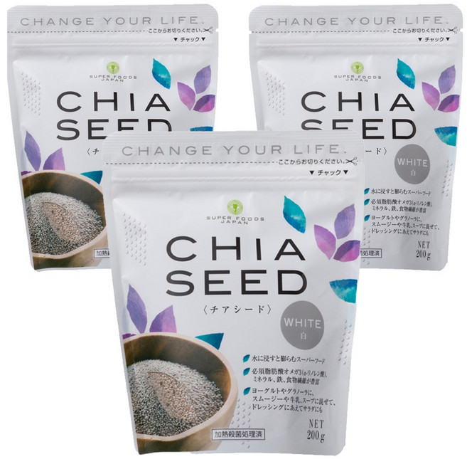 super food japan 치아씨드 화이트, 3개, 200g