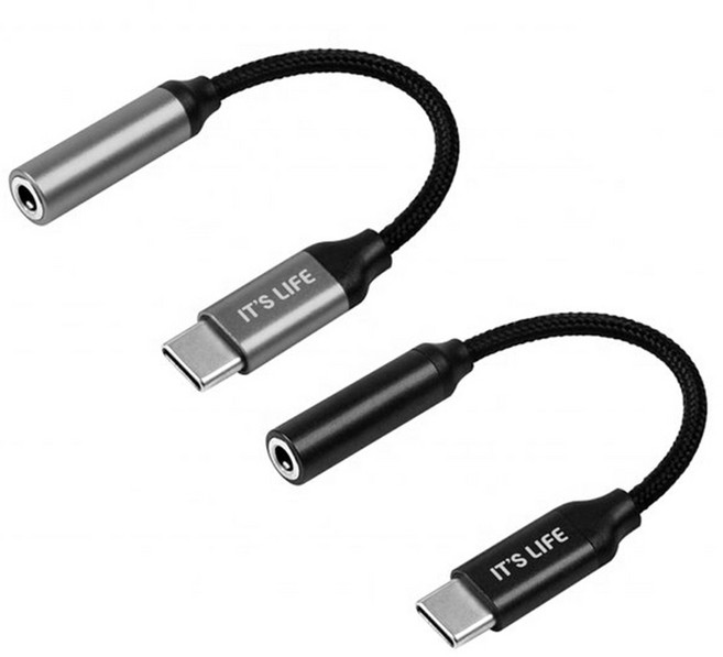 C타입 이어폰 젠더 3.5mm 변환 어댑터, 11.5cm, 블랙, 1개