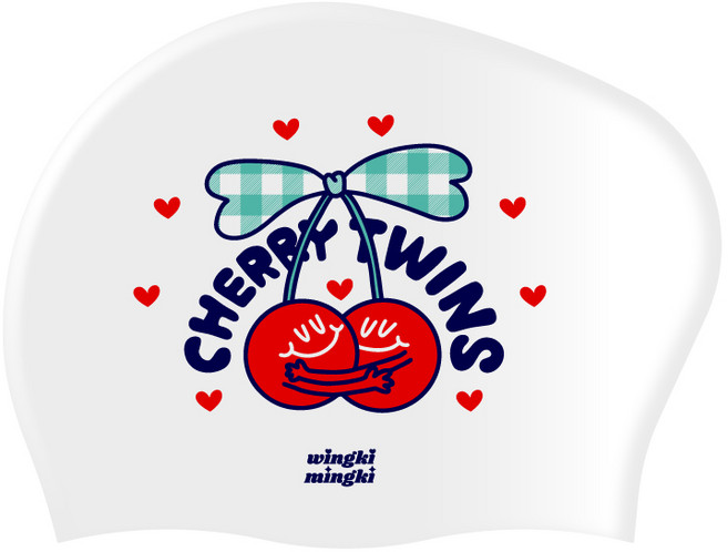 윙키밍키 체리트윈즈 실리콘 롱헤어 긴머리 빅사이즈 수모 수영 모자, 1개