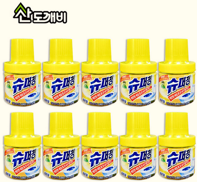 산도깨비 슈퍼청 변기세정제 병타입, 180g, 10개