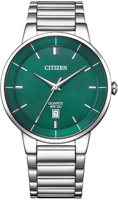 CITIZEN 星辰(BI5120-51X) GENTS 不鏽鋼簡約紳士石英腕錶-綠40mm
