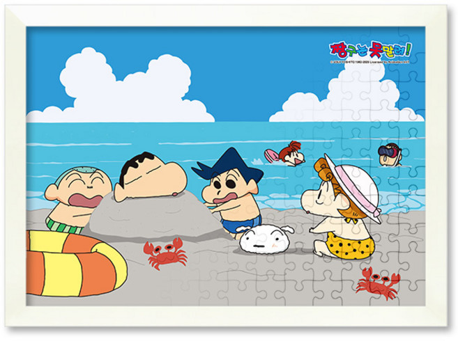 짱구는 못말려 모래놀이 직소 퍼즐 액자 세트 150피스, 1개, 슬림 앤틱퓨어골드