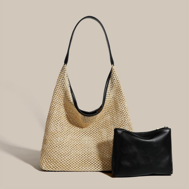 NY STYLE 여성 라탄 토트백 피크닉 여행 휴양지 크로스 숄더 데일리백