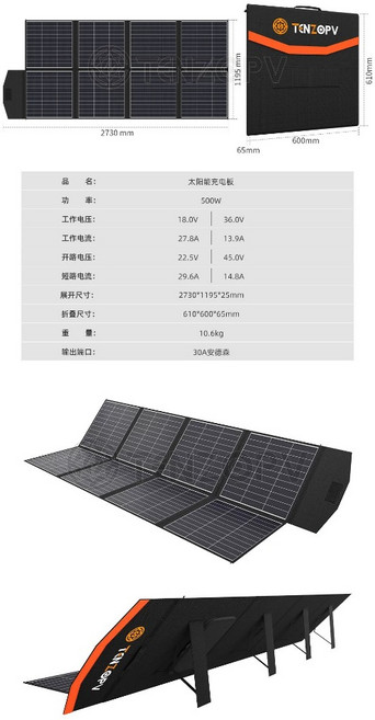 2025最新款高效率軟性折疊太陽能板 抗踩踏抗破損防潑水, 1個, 18V500W太陽能板