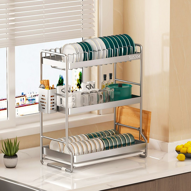 Mushroom deer 스테인레스 304 식기건조대 그릇 접시 정리대 배수 정리대, 1개