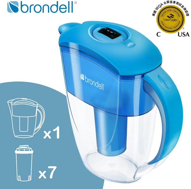 【Brondell】美國邦特爾極淨藍濾水壺 7芯, 1個