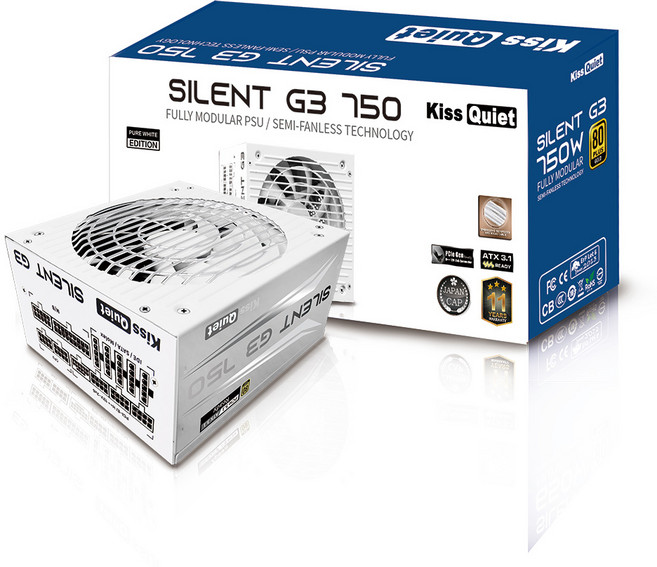 Kiss Quiet Silent G3 850W（ATX3.1&PCIE5.1)金牌 全模 全日系 電源供應器, 750W全模組(白色) 超商只能1顆, G3 750(白)