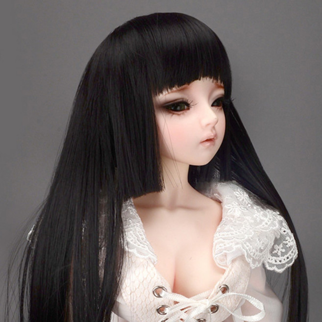 돌모아 구체관절인형 가발 SD 60cm 히메컷 롱 스트레이트 블랙 (8-9) Hime Long Wig (Black), 1개