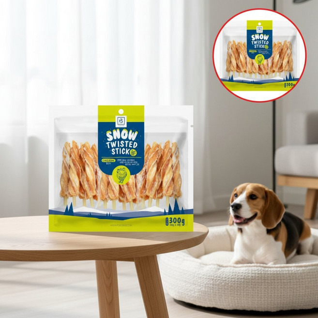 브리더랩 스노우 치킨 말이껌 강아지 간식 개껌 육포 닭가슴살 덴탈 스트레스, 1개, 상세페이지 참조