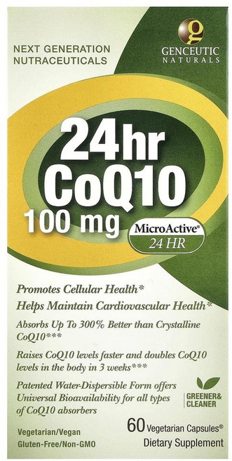 젠슈틱 내추럴스 24시간 지속 코큐텐 100mg Genceutic Naturals 24hr CoQ10 100 mg 60정, 1개