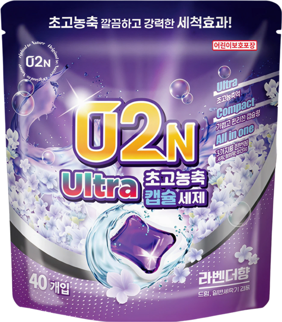 오투앤 고농축 올인원(섬유유연제 포함) 드럼 일반 겸용 캡슐세제, 1개, 40개입
