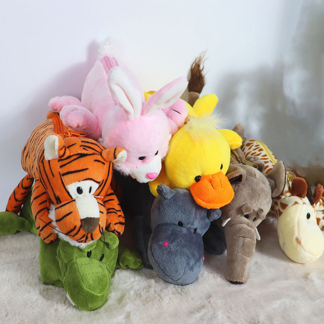 동물필통 애니멀 봉제 파우치 기린 하마 호랑이 토끼 오리 악어 필통, 1개