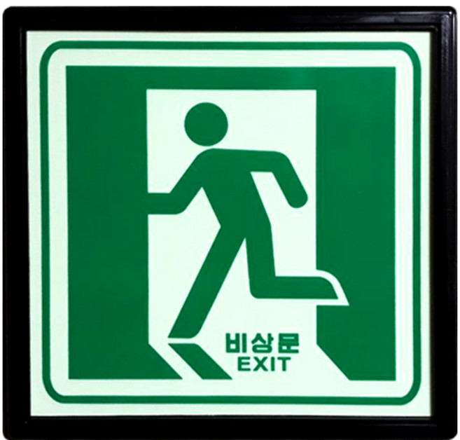 SM화이어테크 [특별할인전] 축광(야광) 비상구 피난구 유도표지판 축광표지 액자형 고휘도, 1개