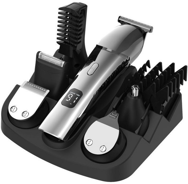 多功能理髮器套裝，全身水洗，家用電推剪，雕刻鼻毛、眉毛、剃鬚，多合一, 14*7.4*22釐米, 電動理髮器套裝全身水洗家用電推剪刀雕刻鼻毛眉毛剃鬚多合一