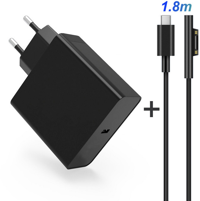 마이크로소프트 서피스 프로 7 6 5 4/3 Go Book 태블릿 호환용 PD USB C 타입 충전기 15V 2.58A 65W 44W 충, 02 EU Plug