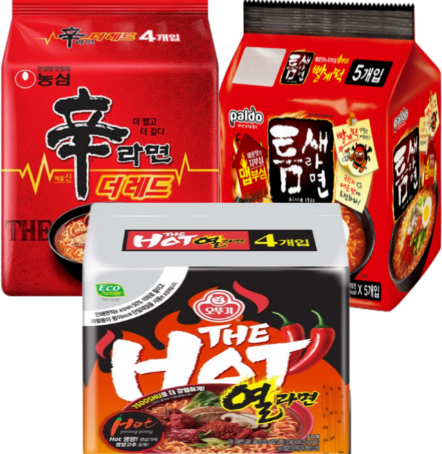 농심신라면+더핫열라면+틈새라면 맴부심 세트구성, 2세트