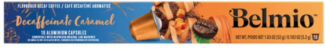 벨미오 Belmio 네스프레소 호환용 커피 디카페인 캐러멜, 1개, 10개입, 52g